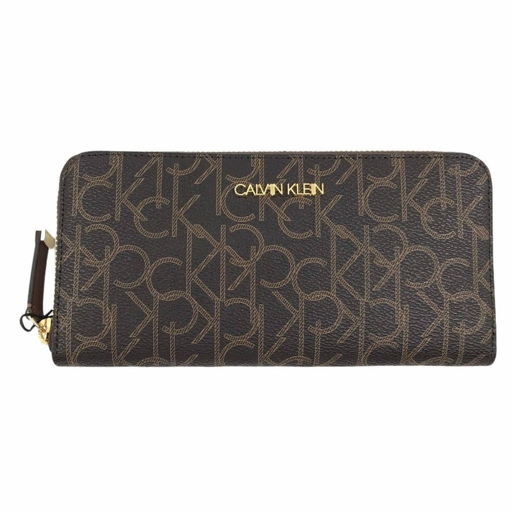 Calvin Klein CK Logo Printed Zip Continental Wallet NWT